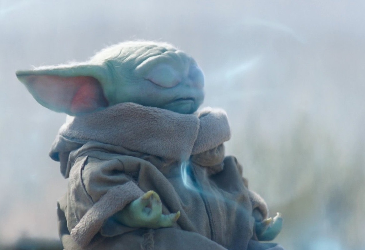 PHOTO Baby Yoda Meditating With His Eyes Closed
