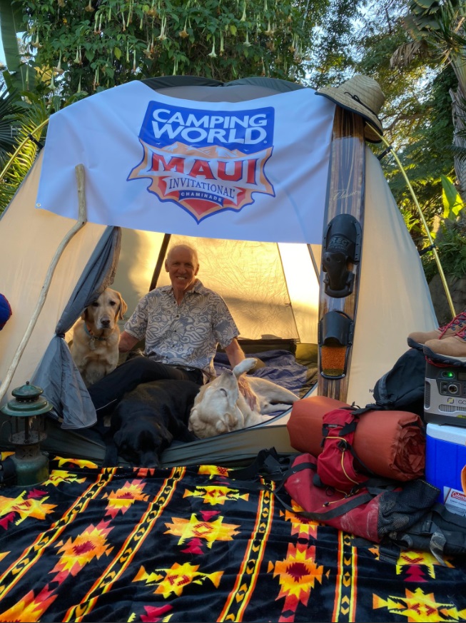 PHOTO Bill Walton Camping Outside In His Tent With His Dogs In Asheville NC