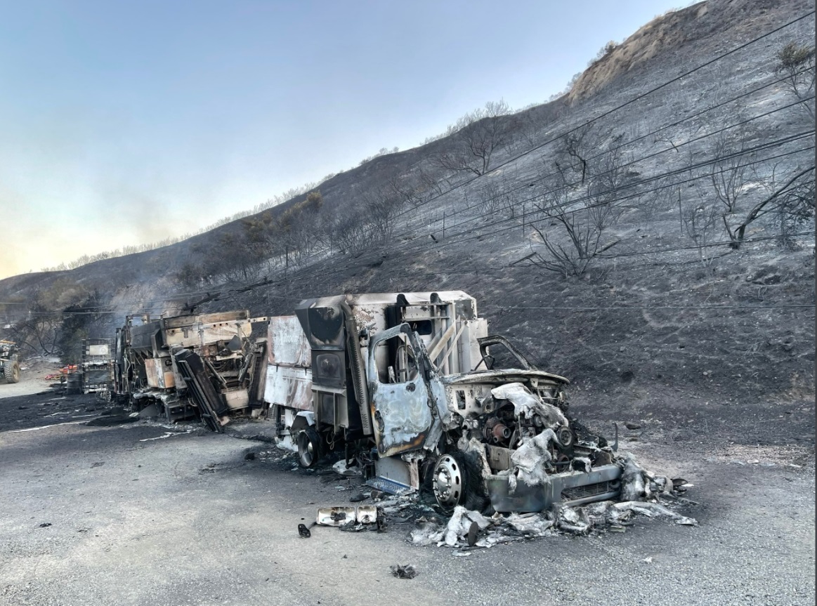 PHOTO Construction Equipment Burned Up In Orange County By Bond Fire