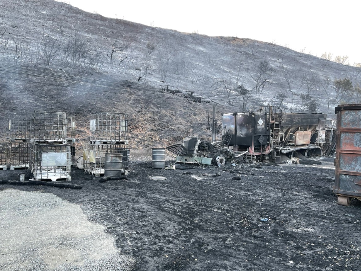 PHOTO HIlls Of Orange County CA In Evacuation Zone Blackened By Bond Fire