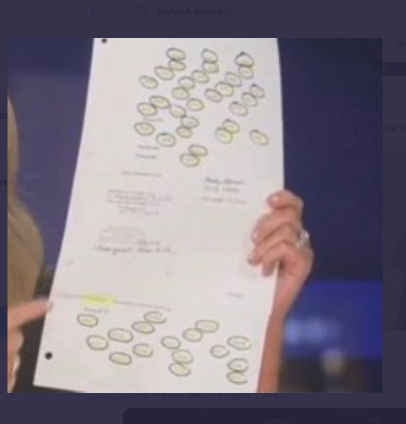 PHOTO Zoomed In Piece Of Paper With Circles On It That Kayleigh McEnany Was Holding