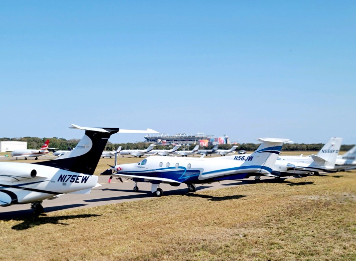 PHOTO 200 Private Jets At Tampa International Airport Just Outside Raymond James Stadium For Super Bowl 55