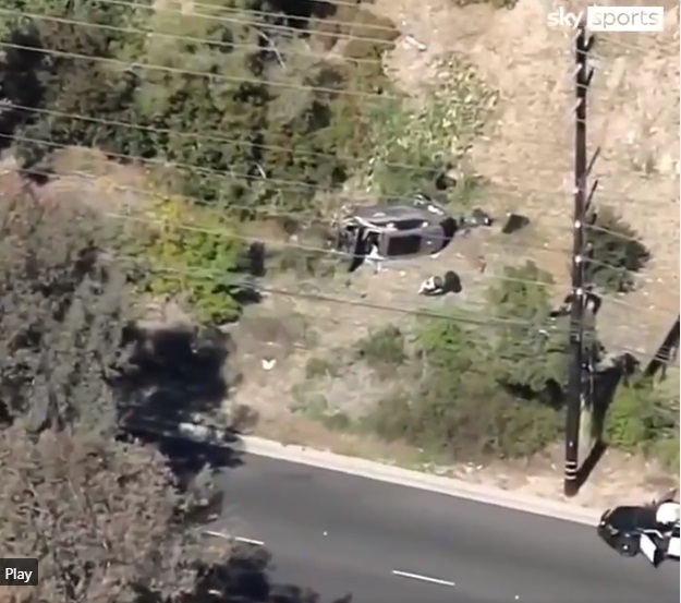 PHOTO Aerial View Of Tiger Woods' Car Crash In LA