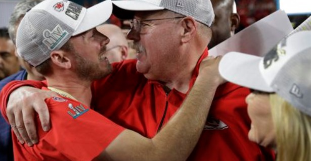 PHOTO Britt Reid Hugging His Dad After Winning The Super Bowl Last Year