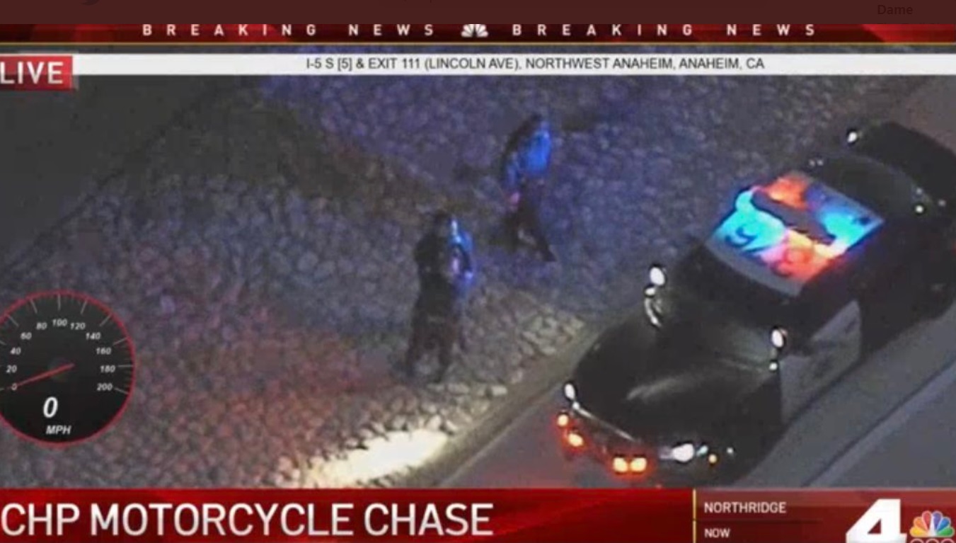 PHOTO CHP Motorcycle Chase Suspect Gives Up Pursuit Near 1-5 In Anaheim