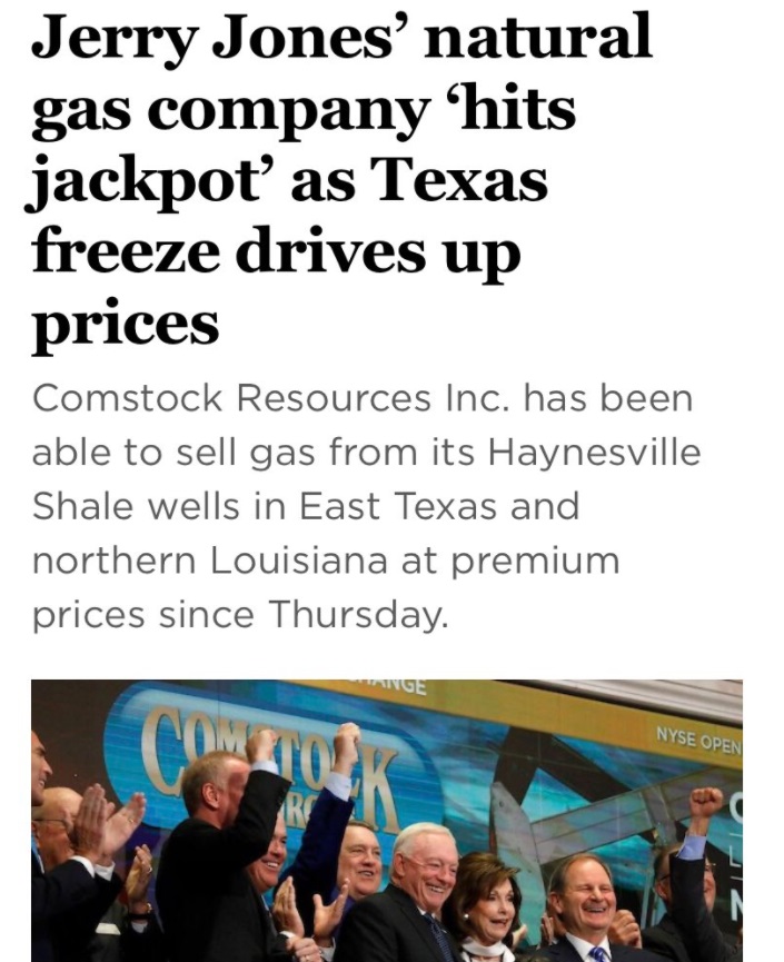 PHOTO Jerry Jones Taking Advantage Of Natural Gas Customers By Raising Prices To Extremes During Crisis