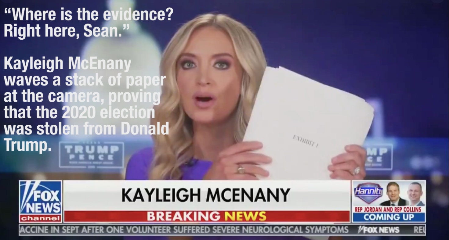 PHOTO Kayleigh McEnany Holding Trump Impeachment Evidence For Sean Hannity To See On Fox News