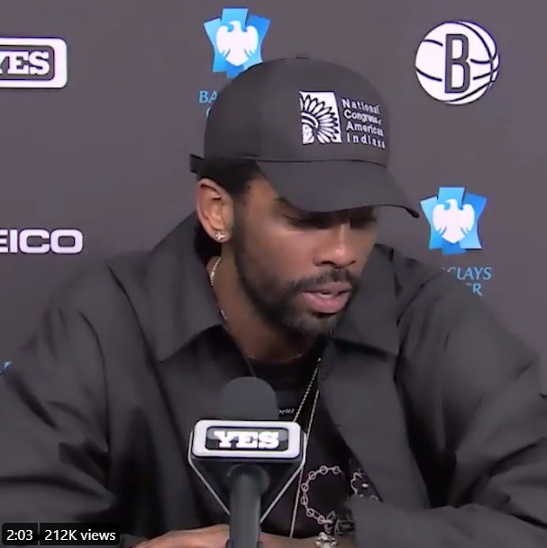 PHOTO Kyrie Irving Wearing National Congress Of American Indians Hat Post-Game