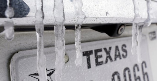 PHOTO License Plate On Car In Texas Frozen In Place