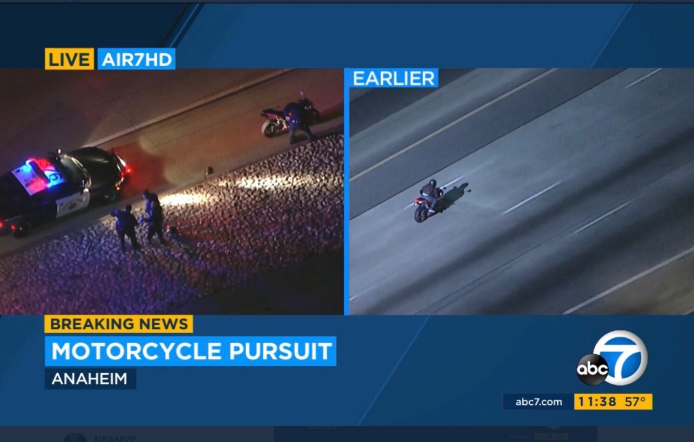 PHOTO Motorcycle Going 140 MPH In Pursuit Running From Police