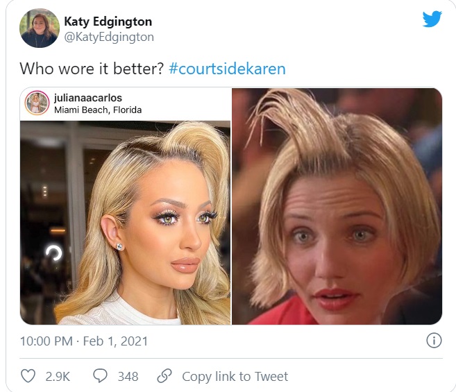 PHOTO Who Wore It Better Courtside Karen Spiked Hair