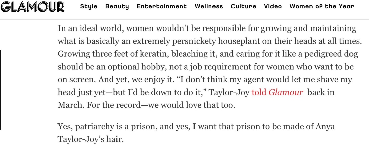 PHOTO Anya Joy Taylor Says She Spends Entire Life Caring For Her hair Like A Pedigreed Dog