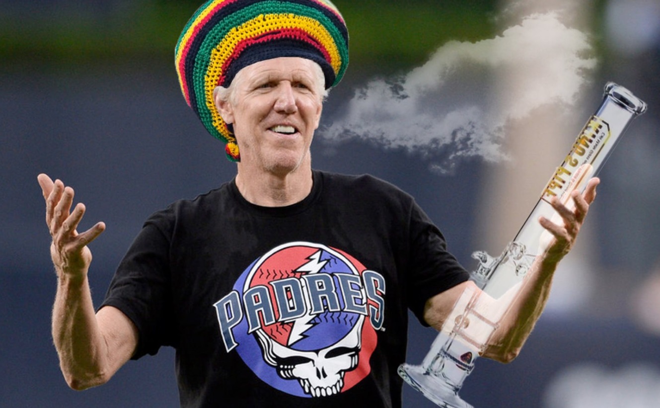 PHOTO Bill Walton Wearing A Padres Shirt And Holding A Spaceship