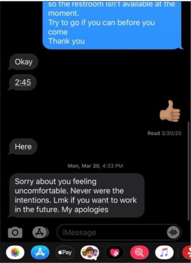 PHOTO DeShaun Watson Leaked Text Message Making Accuser Feel Uncomfortable For Asking To Use The Restroom