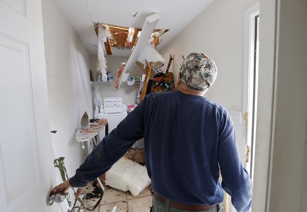 PHOTO Hole Punched In Ceiling On Newnan Georgia Home From Tornado