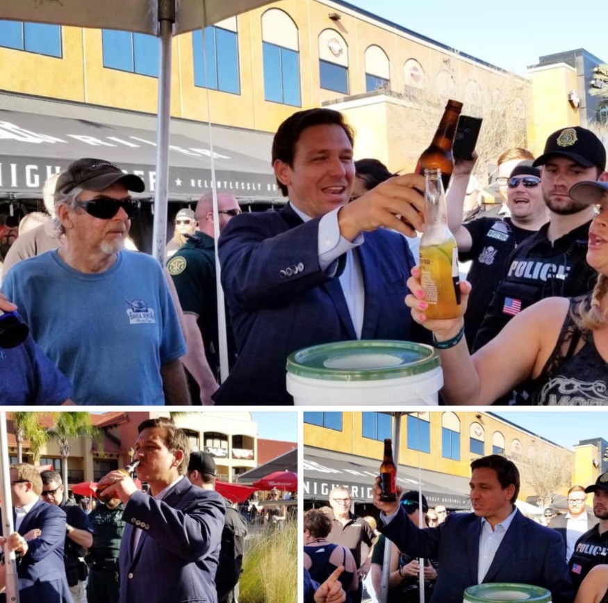 PHOTO Ron DeSantis Having A Beer With Kayleigh McEnany In Daytona Beach Florida