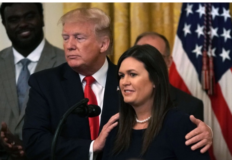 PHOTO Sara Sanders Enjoying Trump Lovingly Touching Her Shoulders