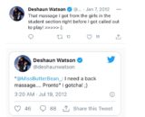 PHOTO Deshaun Watson Once Tweeted About Massage He Got From Girl In