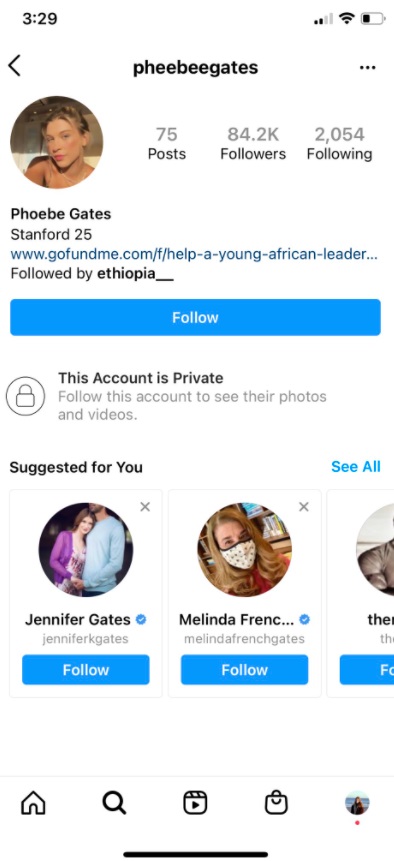 PHOTO Bill Gates' Daughter Has A GoFundMe Link In Her Bio