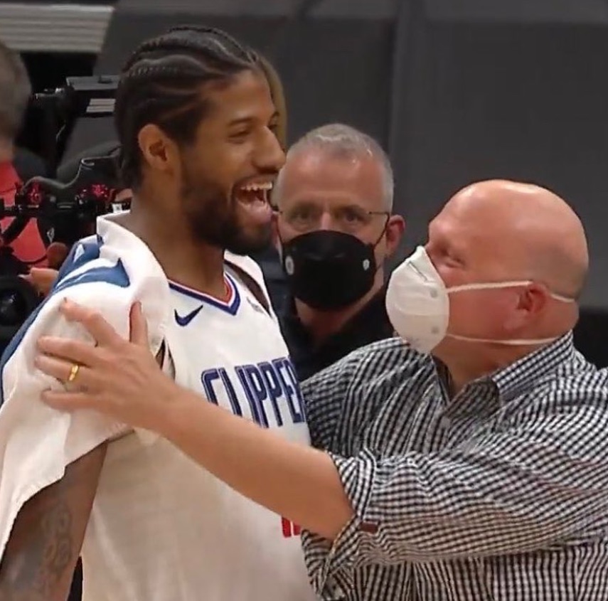 PHOTO Steve Ballmer Embracing Paul George Like He's The Chosen One After Clippers Advance To WCF's