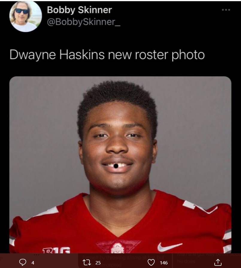 PHOTO Dwayne Haskin's New Roster Picture Shows Him Missing A Tooth Meme