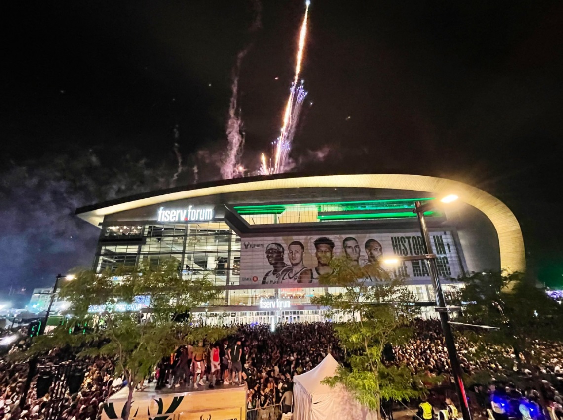 PHOTO Fireworks Going Off Above Fiserv Forum