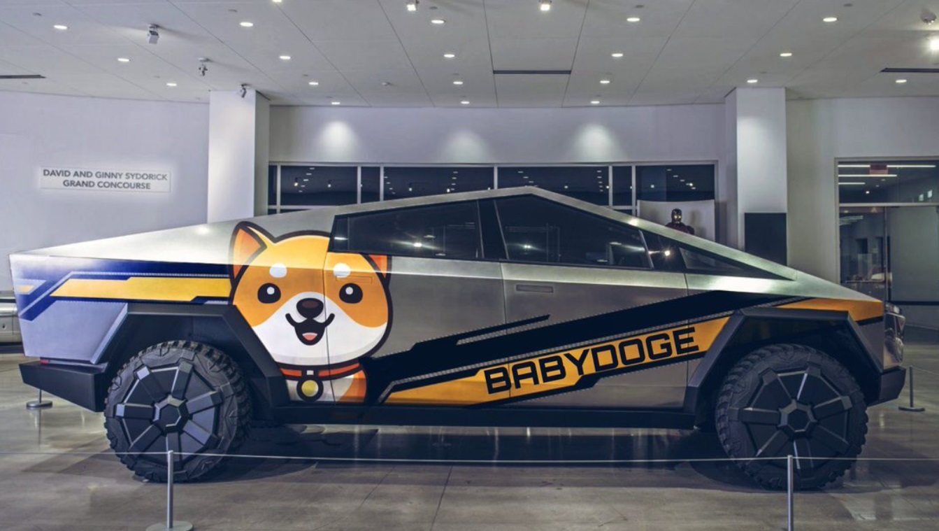 PHOTO First Ever Baby Doge Coin Wrapped Tesla Cybertruck