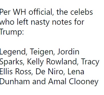 PHOTO List Of Celebrities Who Wrote Nasty Notes To Donald Trump And Hid Them in Drawers Inside White House
