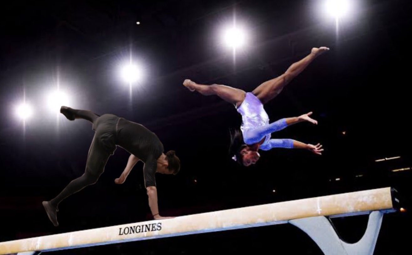 PHOTO Loki Doing Gymnastics With Simone Biles