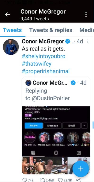 PHOTO Proof Poirier's Wife DM'd Conor McGregor