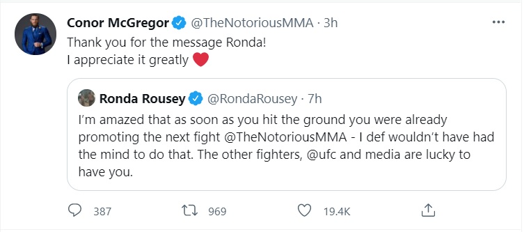 PHOTO Ronda Rousey Is Trying To Get With Conor McGregor