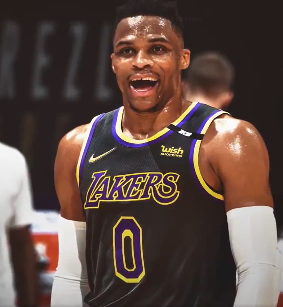 PHOTO Russell Westbrook In A Black Lakers Wish Shopping Jersey