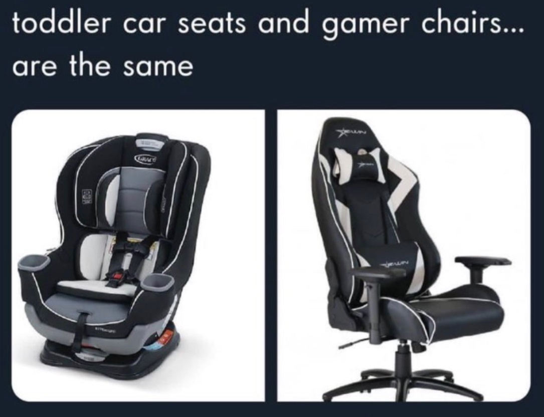 PHOTO Toddler Car Seats And Game Chairs Are The Same Meme