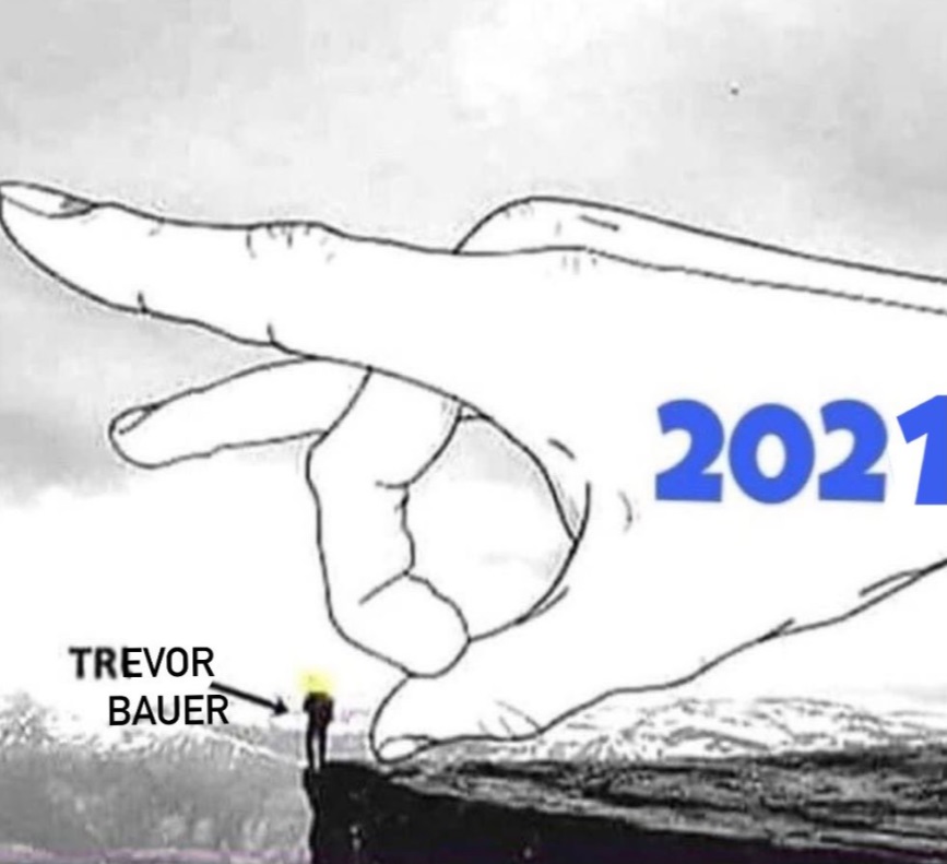 PHOTO Trevor Bauer Getting Flicked Off A Cliff In 2021 Meme