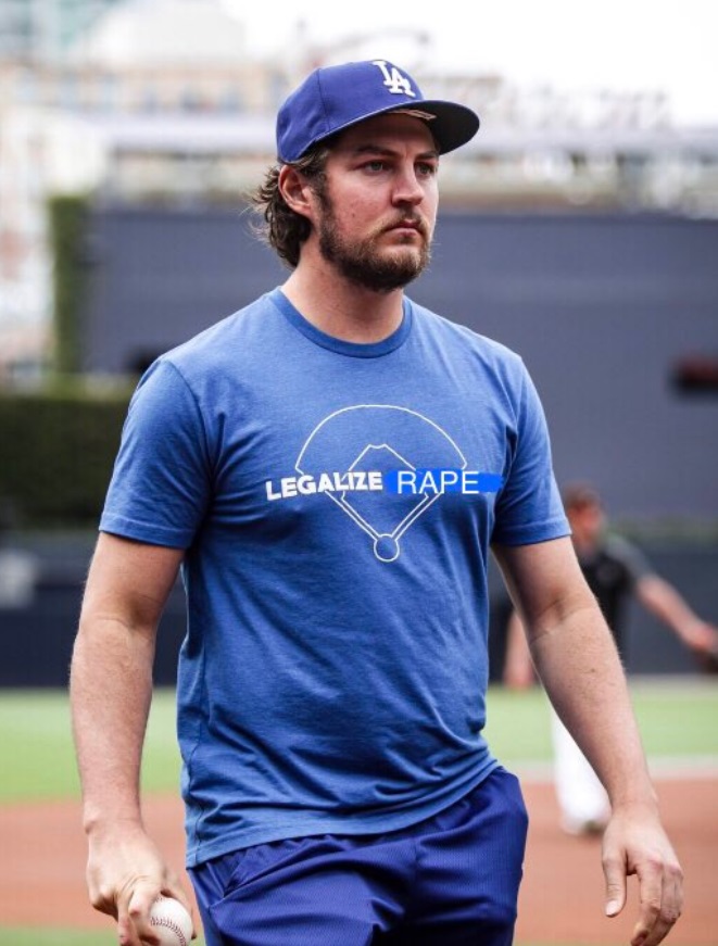 PHOTO Trevor Bauer Wearing A Legalize Rape T-Shirt Meme