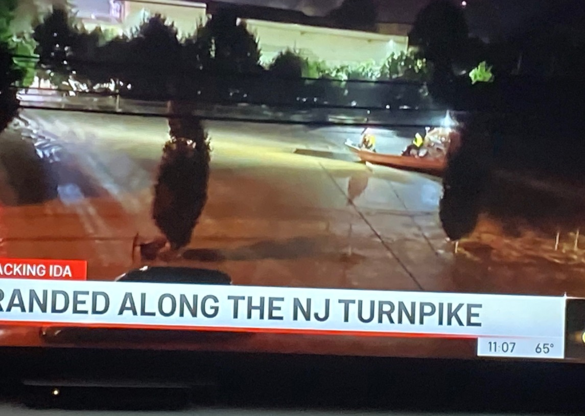 PHOTO Boats On The New Jersey Turnpike Tonight Due To Flooding