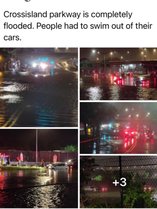 PHOTO Crossisland Parkway Is Completely Flooded People Swimming Out Of Their Cars To Safety