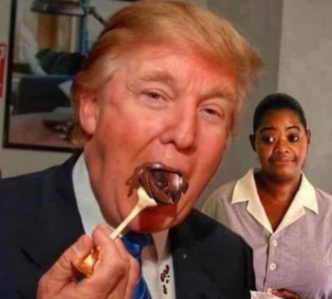 PHOTO Donald Trump Getting Chocolate Ice Cream All Over Him While Eating It