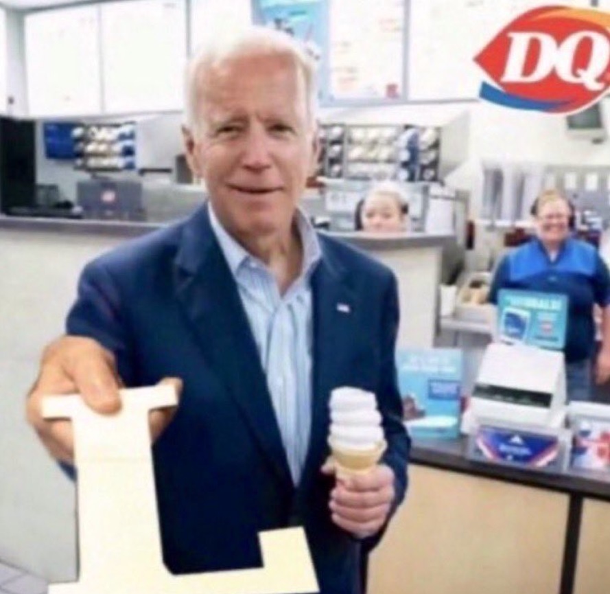PHOTO Joe Biden At Dairy Queen Holding A Big L