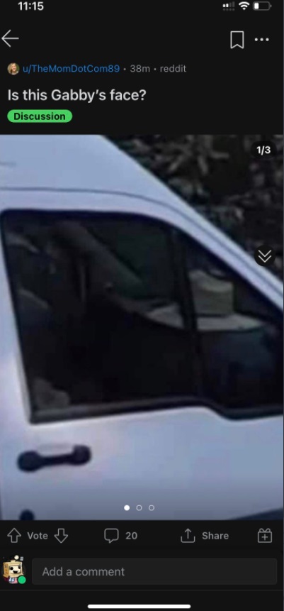PHOTO Of Gabby Petito's Face Seen From The Window Of The Passenger Seat After Brian Laundrie Killed Her Inside Camper Van
