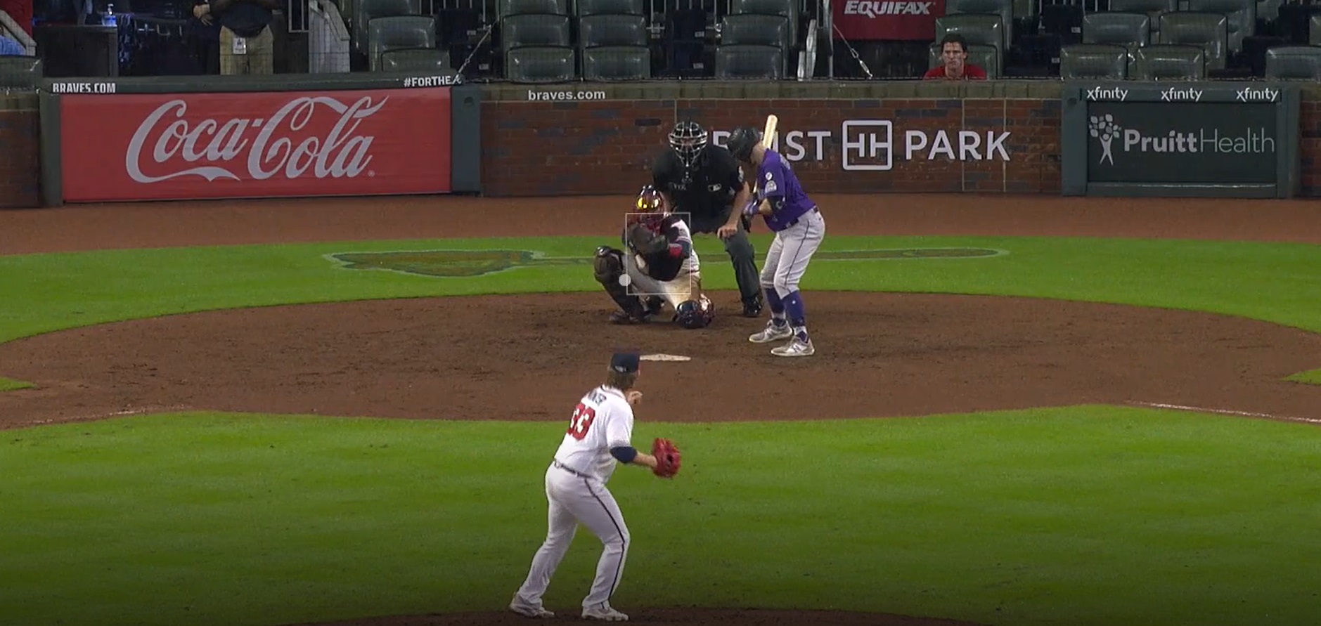 PHOTO One Lonely Fan Left Behind Home Plate During Rockies Braves Extra Inning Game Wednesday