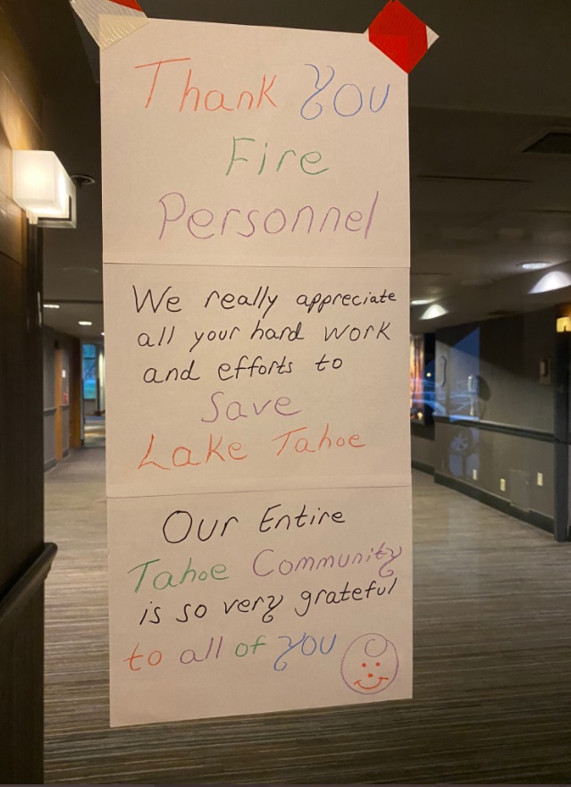 PHOTO Someone Left A Note In A South Lake Tahoe Hotel For Firefighters Staying There