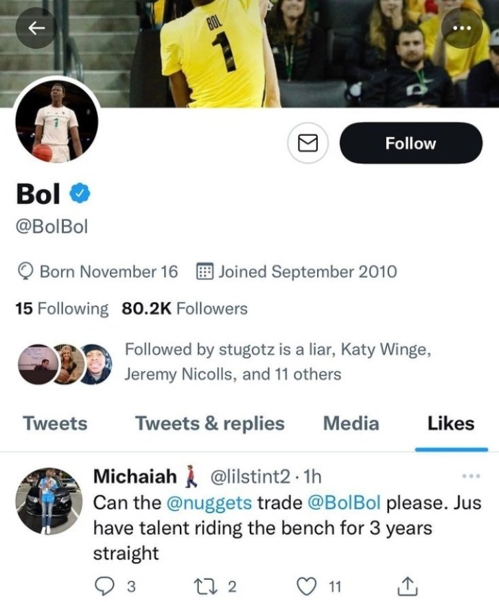 PHOTO Bol Bol Says He Wants To Be Traded Away From Denver So He Actually Gets Some Playing Time