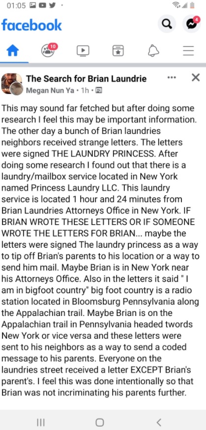 PHOTO Brian Laundrie Wrote Letter To His Parents And Sent It To All Of Their Neighbors Saying He's In Bigfoot Country Bloomsburg Pennsylvania