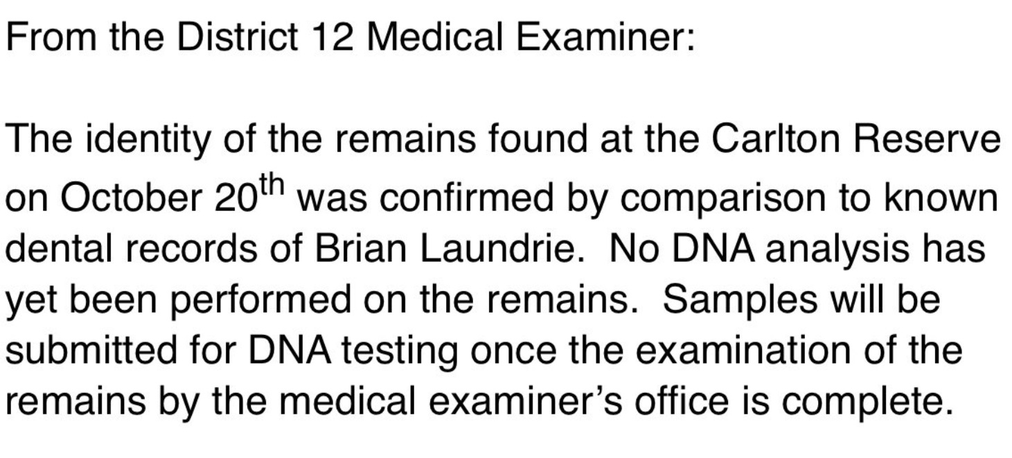 PHOTO Brian Laundrie's Dental Records Match Remains Found At Carlton Reserve