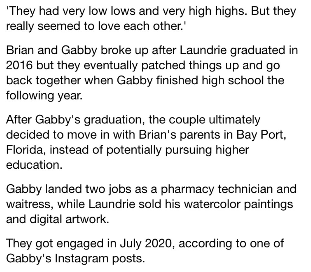 PHOTO Gabby Petito And Brian Laundrie Broke Up When Brian Graduated High School And Got Back Together While Gabby Was Working As Pharmacy Technician