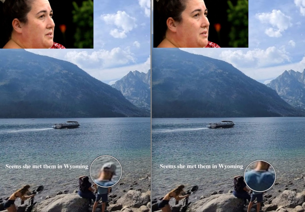 PHOTO Gabby Petito Wearing Orange Shirt And Black Pants And Still Alive Standing On Lake With Brian Laundrie In Wyoming