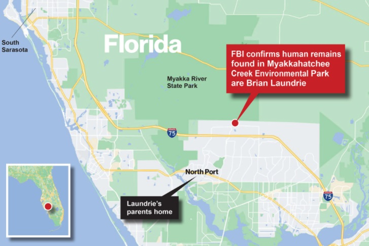 PHOTO Map View Showing Exactly Where Brian Laundrie's Remains Were Found North Of North Port Florida