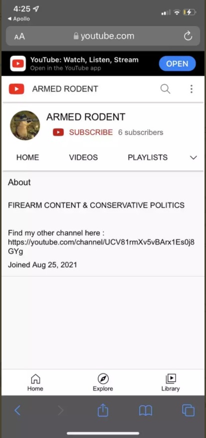 PHOTO Of Jacob Bergquist's Armed Rodent Account About Firearm Content And Conservative Politics Before It Was Deleted