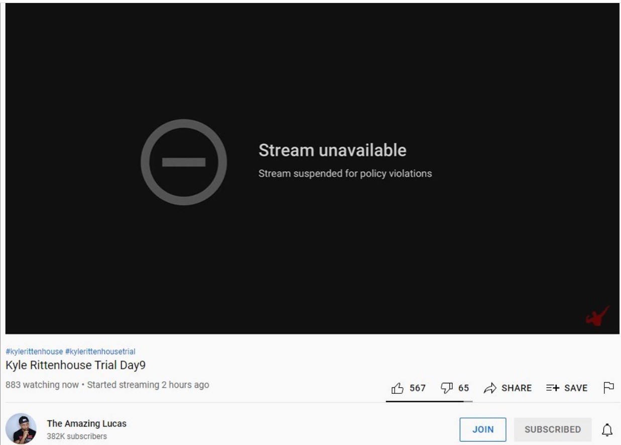 PHOTO All Independent Streams Of Kyle Rittenhouse Trial On Youtube Taking Down Over Policy Violations